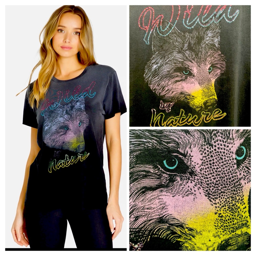 Lauren Moshi Black Wild Nature Tee